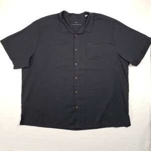 Tommy Bahama IslandZone Shirt Mens 4XLR Charcoal Grey Silk Blend Short Sleeve